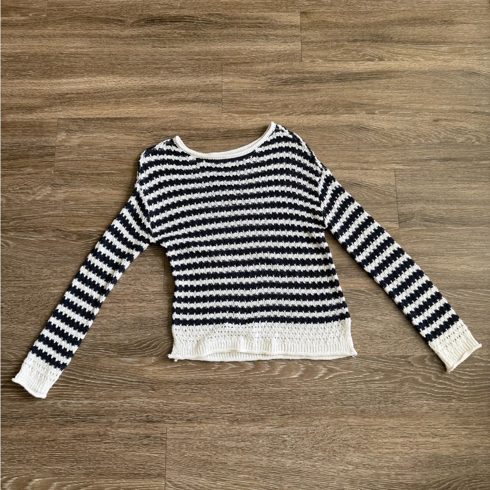 Maurices Navy and White Striped Sweater